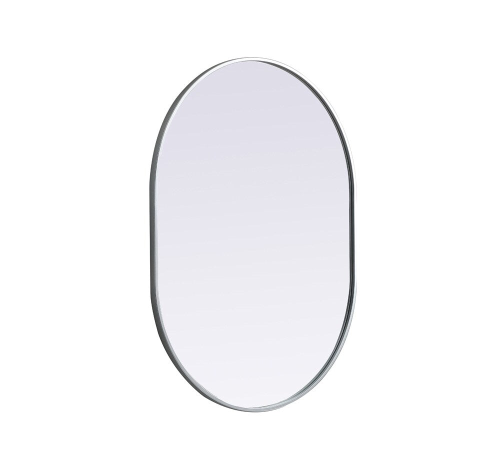 Elegant Furniture & Lighting - Asha Metal Frame Oval Mirror 30x40 Inch in Silver - MR2A3040SIL veiw 8