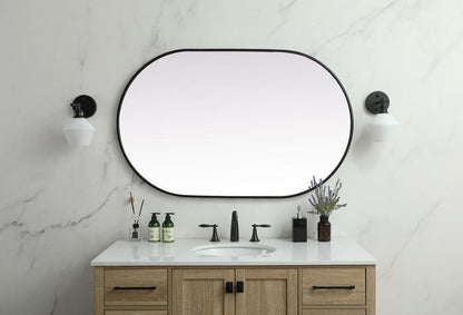 Elegant Furniture & Lighting - Asha Metal Frame Oval Mirror 30x48 Inch in Black - MR2A3048BLK veiw 2