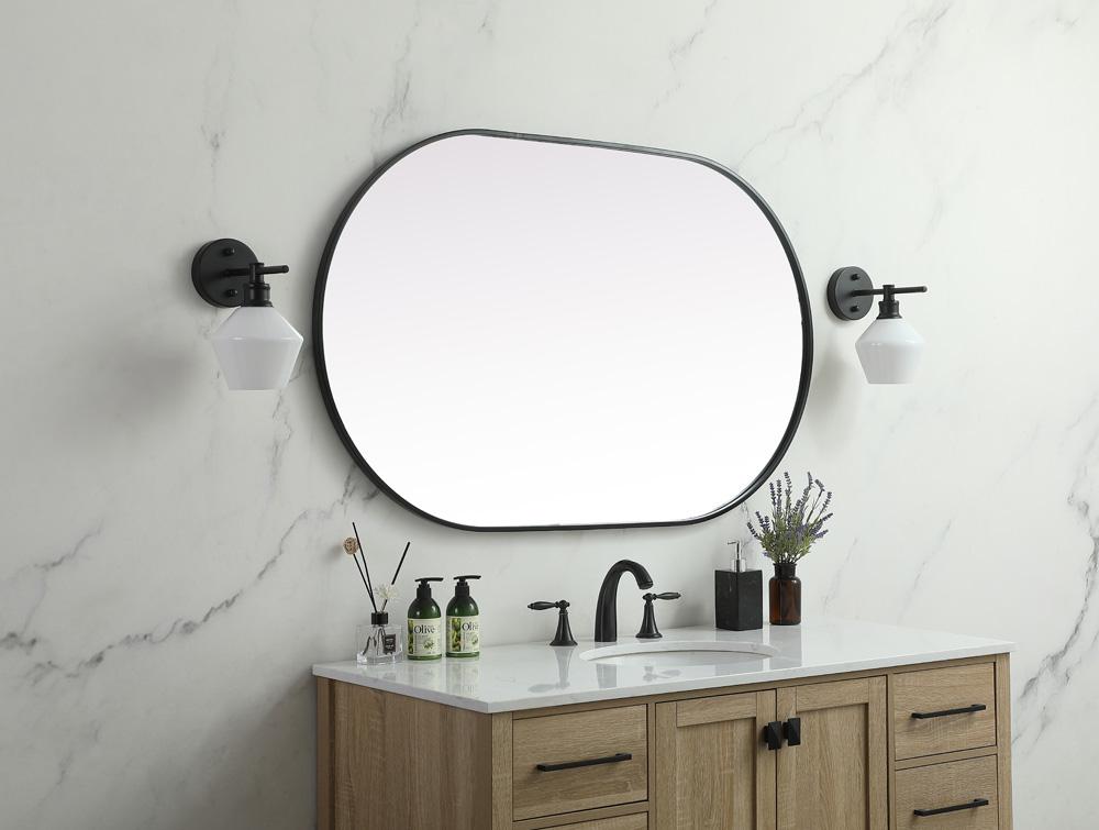 Elegant Furniture & Lighting - Asha Metal Frame Oval Mirror 30x48 Inch in Black - MR2A3048BLK veiw 3