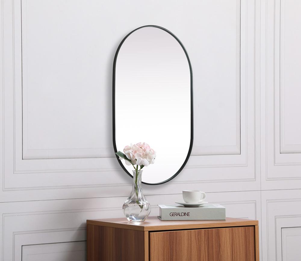 Elegant Furniture & Lighting - Asha Metal Frame Oval Mirror 30x48 Inch in Black - MR2A3048BLK veiw 4