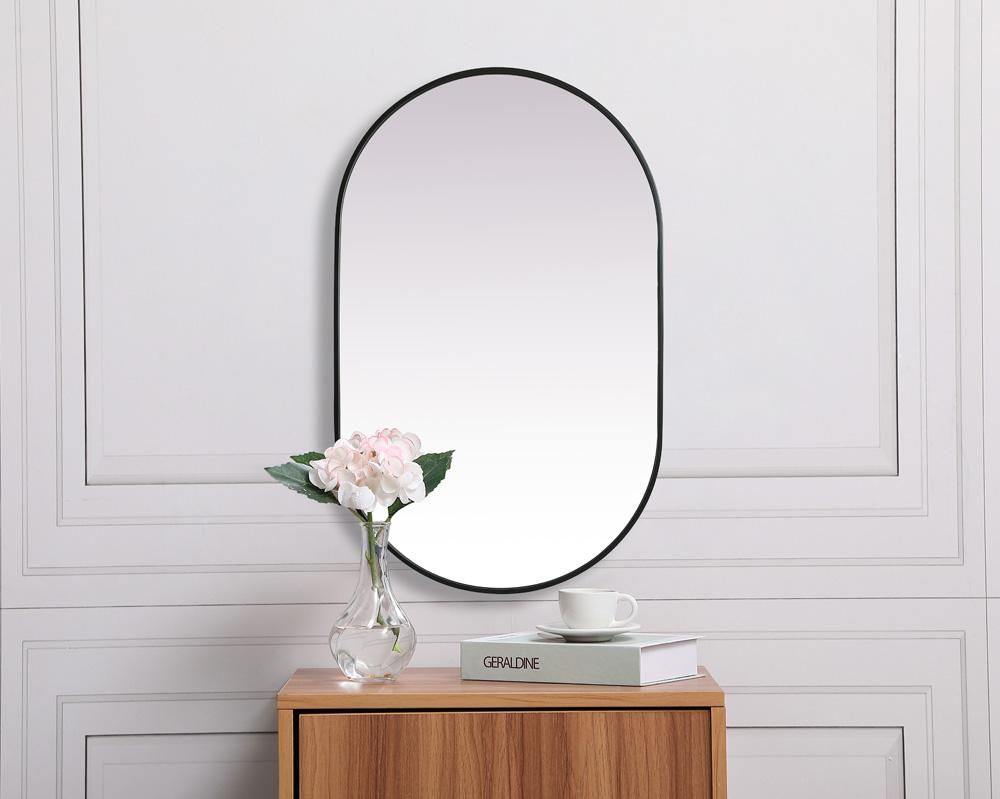 Elegant Furniture & Lighting - Asha Metal Frame Oval Mirror 30x48 Inch in Black - MR2A3048BLK veiw 5