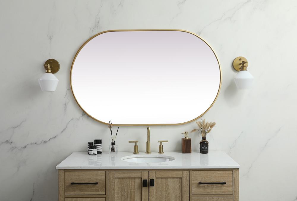 Elegant Furniture & Lighting - Asha Metal Frame Oval Mirror 30x48 Inch in Brass - MR2A3048BRS veiw 2