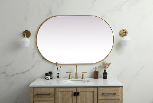 Elegant Furniture & Lighting - Asha Metal Frame Oval Mirror 30x48 Inch in Brass - MR2A3048BRS veiw 2
