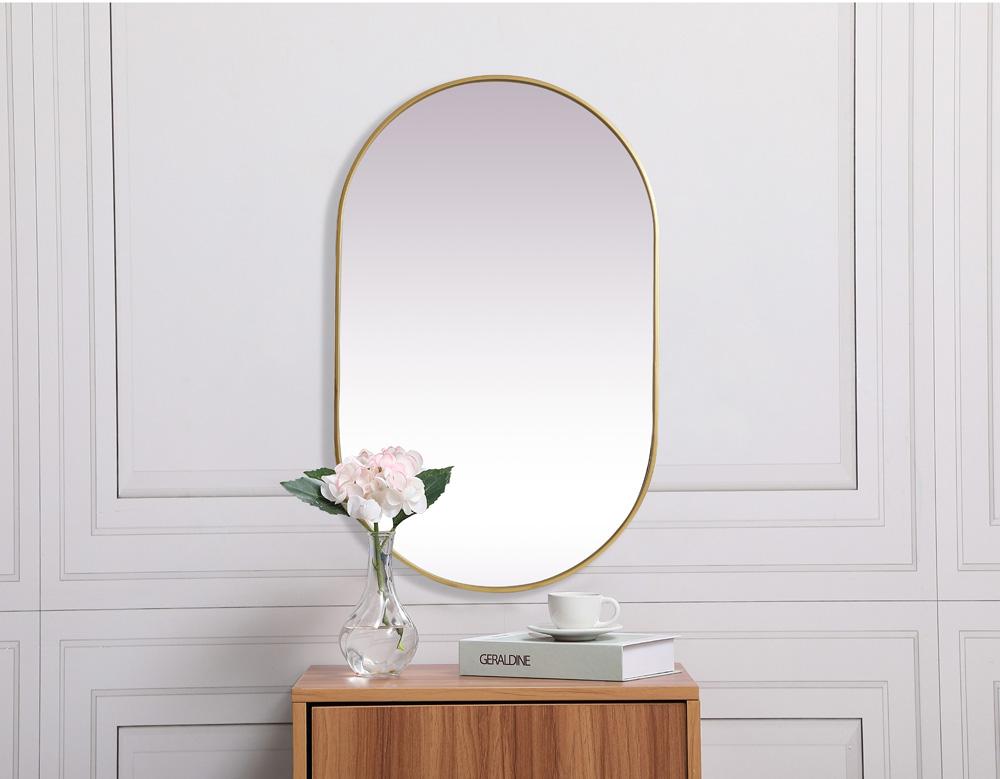 Elegant Furniture & Lighting - Asha Metal Frame Oval Mirror 30x48 Inch in Brass - MR2A3048BRS veiw 4