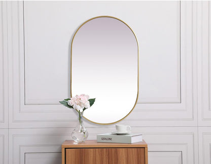 Elegant Furniture & Lighting - Asha Metal Frame Oval Mirror 30x48 Inch in Brass - MR2A3048BRS veiw 4