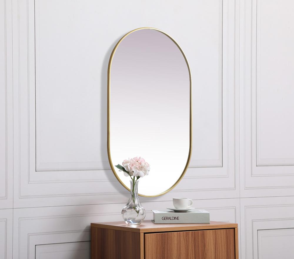Elegant Furniture & Lighting - Asha Metal Frame Oval Mirror 30x48 Inch in Brass - MR2A3048BRS veiw 5