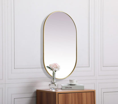 Elegant Furniture & Lighting - Asha Metal Frame Oval Mirror 30x48 Inch in Brass - MR2A3048BRS veiw 5