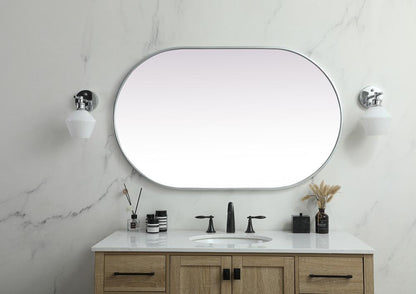 Elegant Furniture & Lighting - Asha Metal Frame Oval Mirror 30x48 Inch in Silver - MR2A3048SIL veiw 2