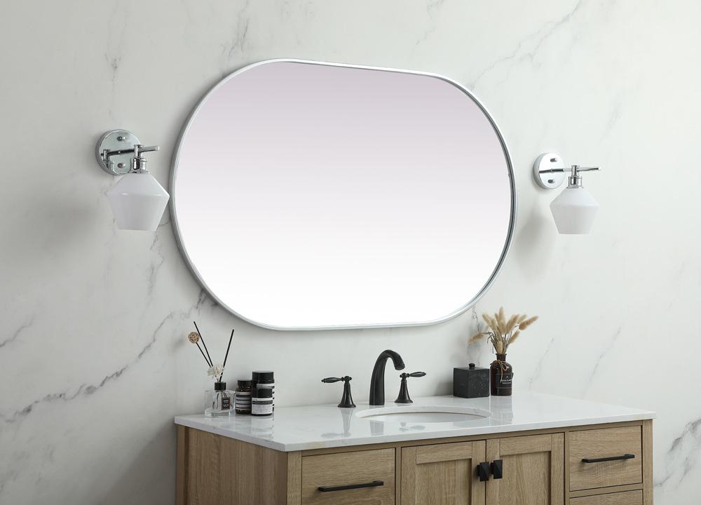 Elegant Furniture & Lighting - Asha Metal Frame Oval Mirror 30x48 Inch in Silver - MR2A3048SIL veiw 3