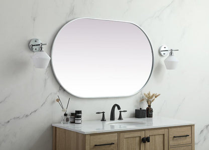 Elegant Furniture & Lighting - Asha Metal Frame Oval Mirror 30x48 Inch in Silver - MR2A3048SIL veiw 3