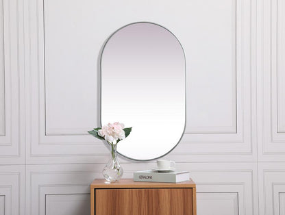 Elegant Furniture & Lighting - Asha Metal Frame Oval Mirror 30x48 Inch in Silver - MR2A3048SIL veiw 4
