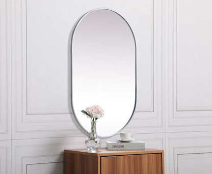 Elegant Furniture & Lighting - Asha Metal Frame Oval Mirror 30x48 Inch in Silver - MR2A3048SIL veiw 5