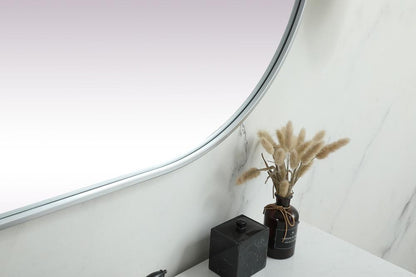 Elegant Furniture & Lighting - Asha Metal Frame Oval Mirror 30x48 Inch in Silver - MR2A3048SIL veiw 7
