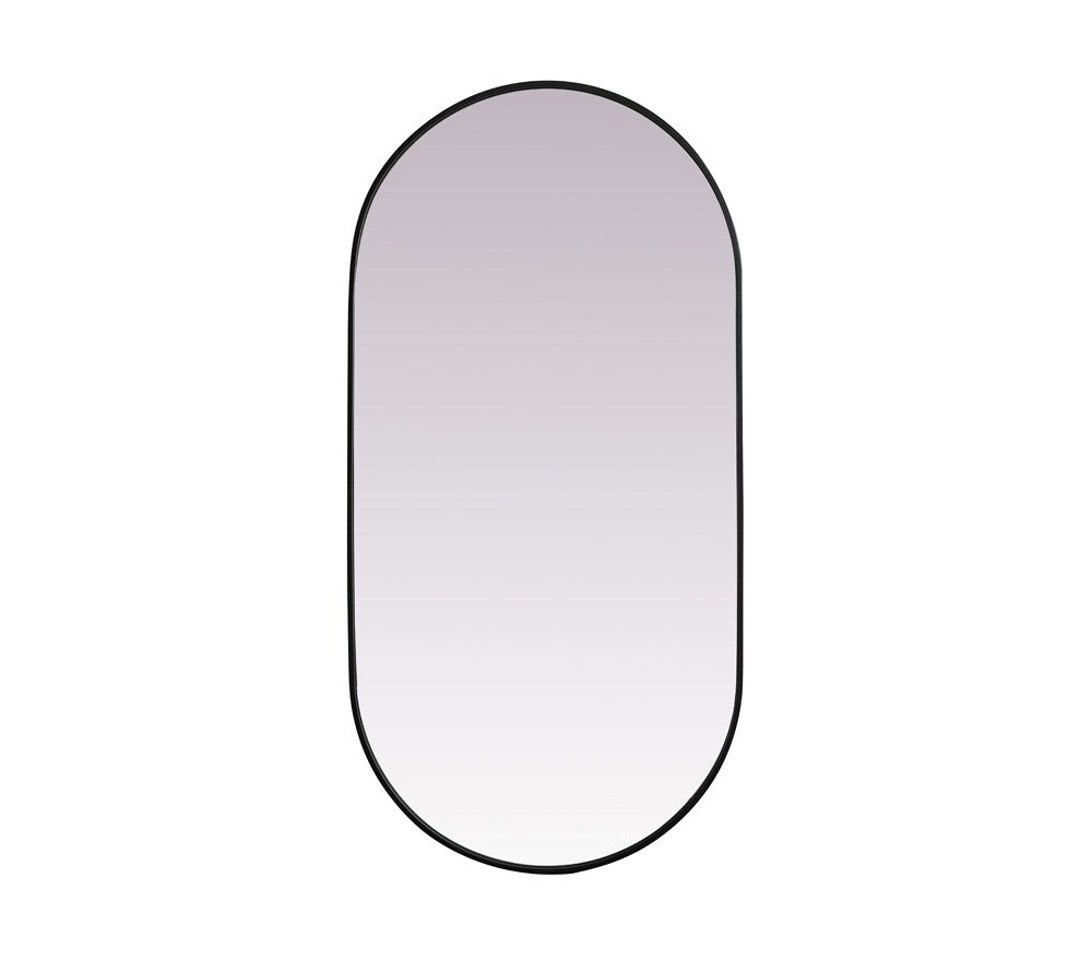 Elegant Furniture & Lighting - Asha Metal Frame Oval Mirror 30x60 Inch in Black - MR2A3060BLK veiw 1