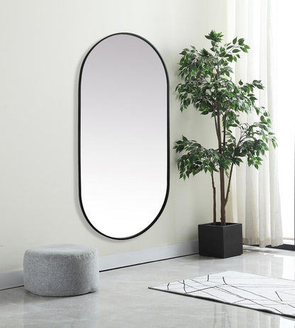 Elegant Furniture & Lighting - Asha Metal Frame Oval Mirror 30x60 Inch in Black - MR2A3060BLK veiw 3