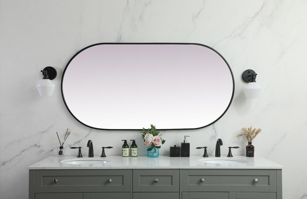 Elegant Furniture & Lighting - Asha Metal Frame Oval Mirror 30x60 Inch in Black - MR2A3060BLK veiw 4