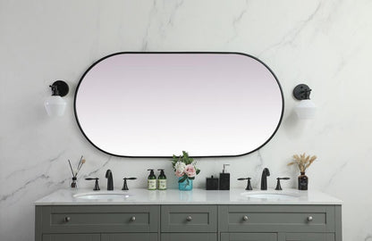 Elegant Furniture & Lighting - Asha Metal Frame Oval Mirror 30x60 Inch in Black - MR2A3060BLK veiw 4