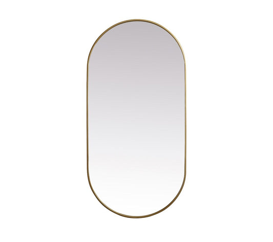 Elegant Furniture & Lighting - Asha Metal Frame Oval Mirror 30x60 Inch in Brass - MR2A3060BRS veiw 1