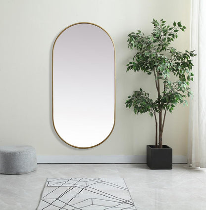 Elegant Furniture & Lighting - Asha Metal Frame Oval Mirror 30x60 Inch in Brass - MR2A3060BRS veiw 2