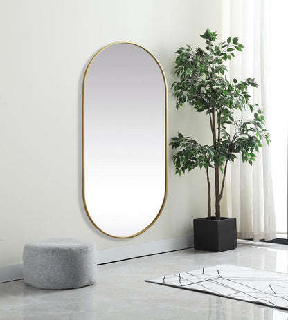 Elegant Furniture & Lighting - Asha Metal Frame Oval Mirror 30x60 Inch in Brass - MR2A3060BRS veiw 3