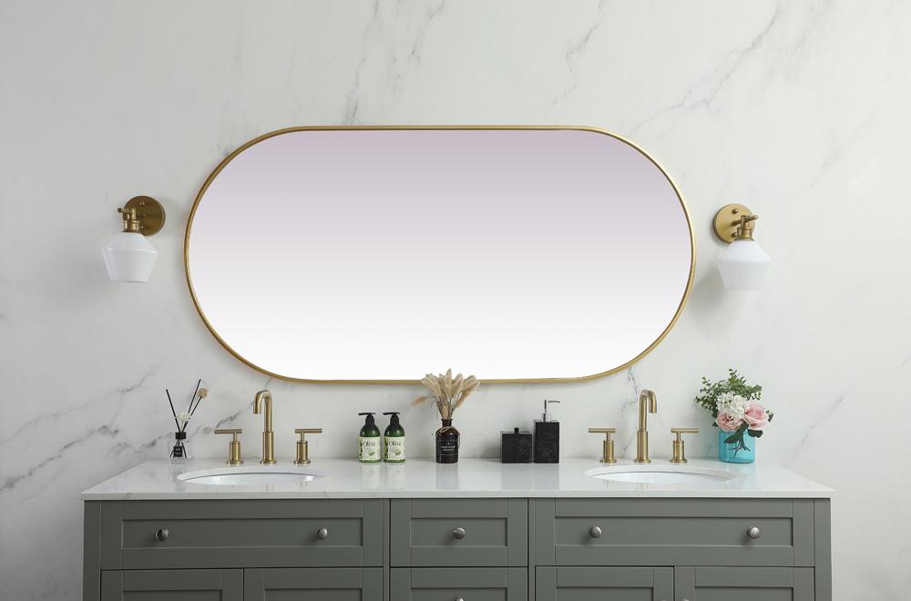 Elegant Furniture & Lighting - Asha Metal Frame Oval Mirror 30x60 Inch in Brass - MR2A3060BRS veiw 4