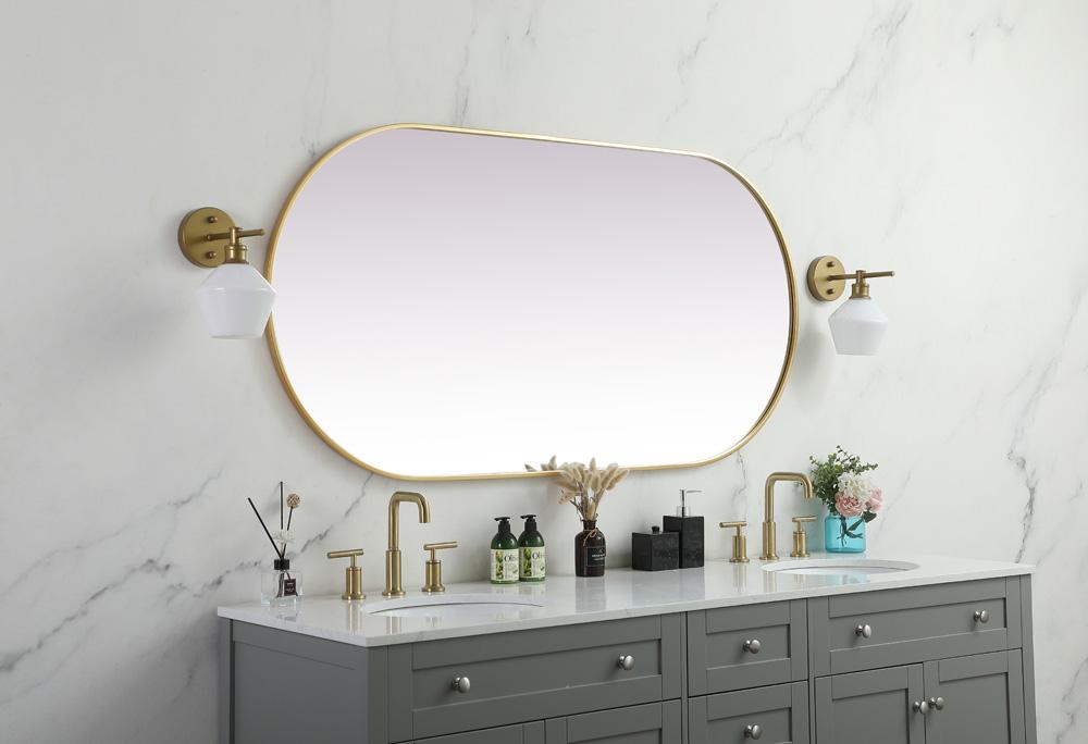 Elegant Furniture & Lighting - Asha Metal Frame Oval Mirror 30x60 Inch in Brass - MR2A3060BRS veiw 5