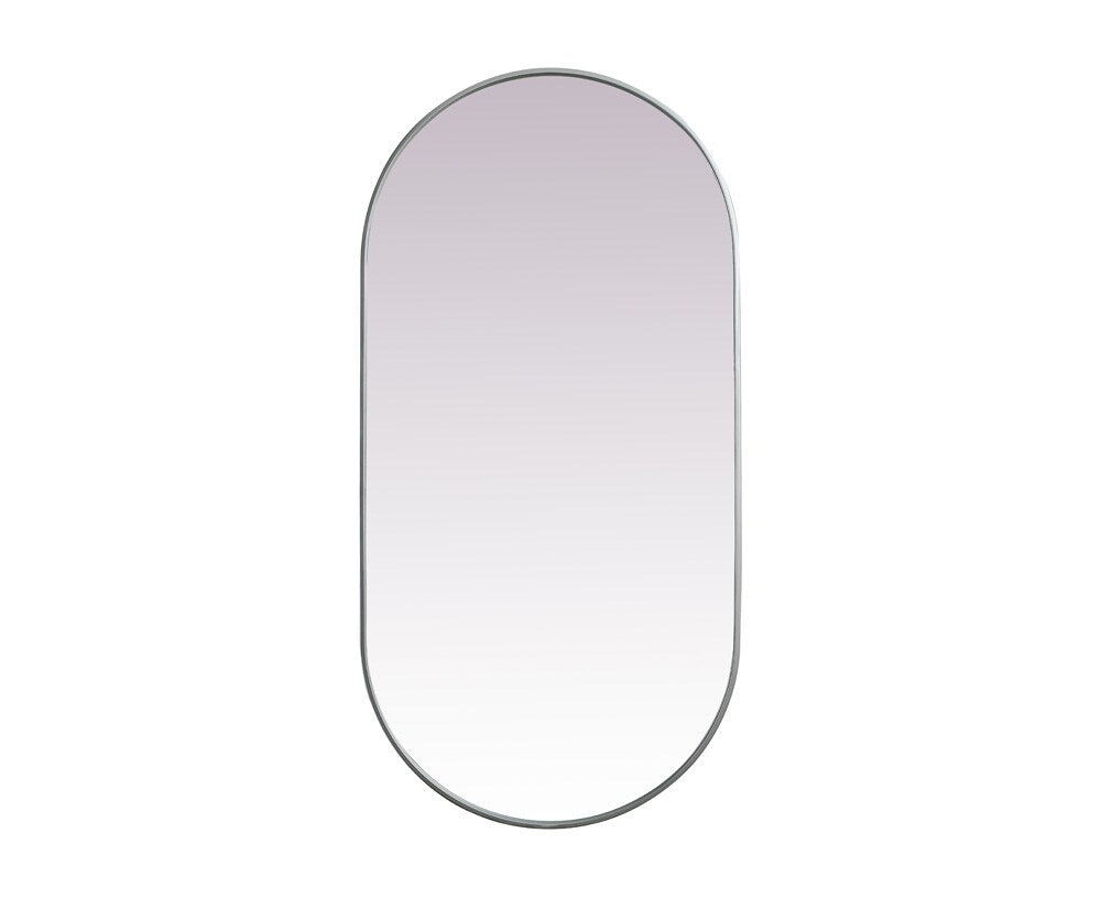 Elegant Furniture & Lighting - Asha Metal Frame Oval Mirror 30x60 Inch in Silver - MR2A3060SIL veiw 1