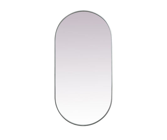 Elegant Furniture & Lighting - Asha Metal Frame Oval Mirror 30x60 Inch in Silver - MR2A3060SIL veiw 1