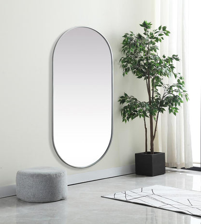 Elegant Furniture & Lighting - Asha Metal Frame Oval Mirror 30x60 Inch in Silver - MR2A3060SIL veiw 3