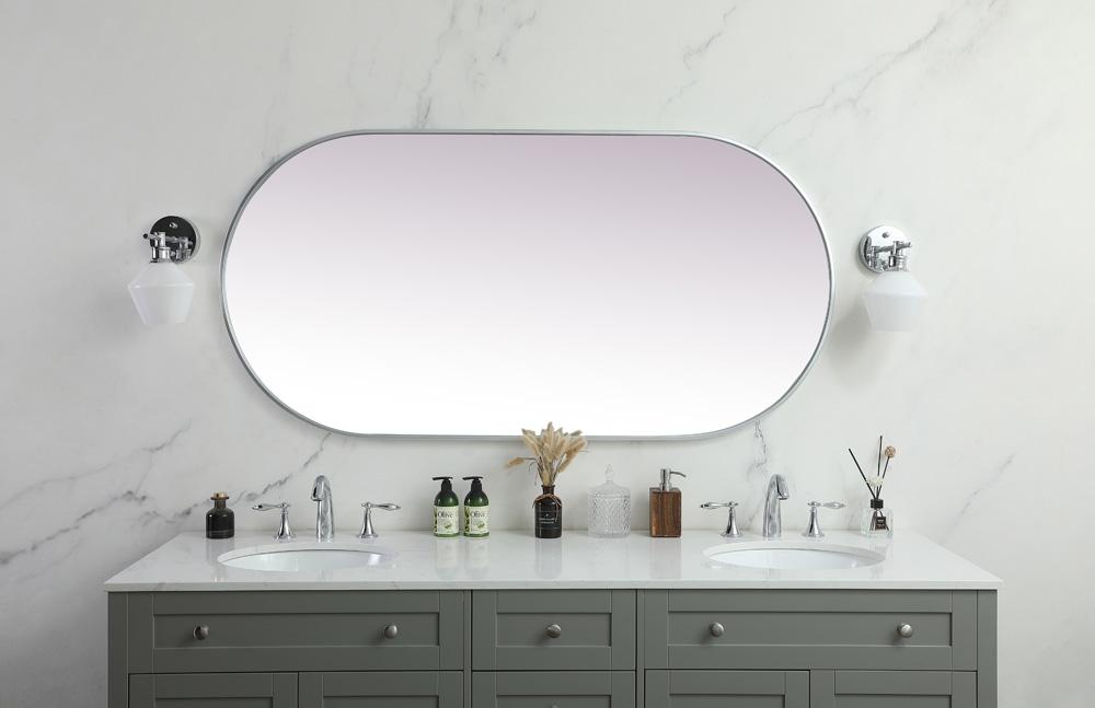 Elegant Furniture & Lighting - Asha Metal Frame Oval Mirror 30x60 Inch in Silver - MR2A3060SIL veiw 4