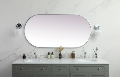 Elegant Furniture & Lighting - Asha Metal Frame Oval Mirror 30x60 Inch in Silver - MR2A3060SIL veiw 4