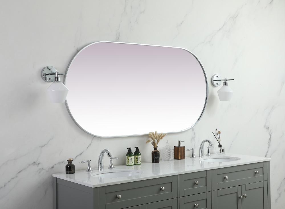Elegant Furniture & Lighting - Asha Metal Frame Oval Mirror 30x60 Inch in Silver - MR2A3060SIL veiw 5