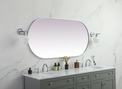 Elegant Furniture & Lighting - Asha Metal Frame Oval Mirror 30x60 Inch in Silver - MR2A3060SIL veiw 5