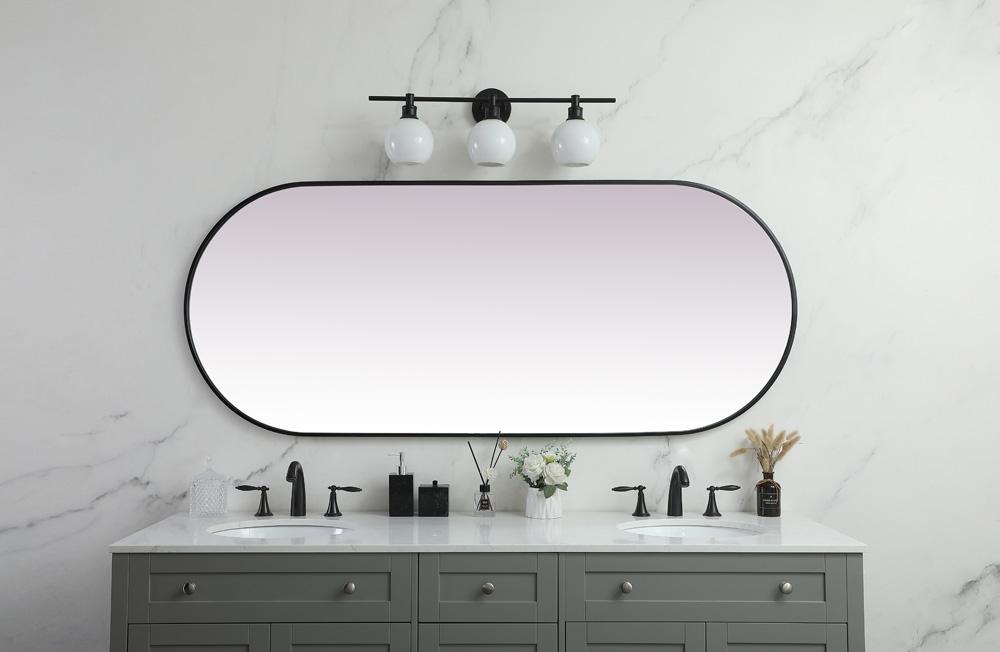 Elegant Furniture & Lighting - Asha Metal Frame Oval Mirror 30x72 Inch in Black - MR2A3072BLK veiw 4
