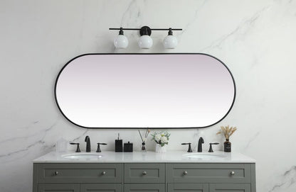 Elegant Furniture & Lighting - Asha Metal Frame Oval Mirror 30x72 Inch in Black - MR2A3072BLK veiw 4