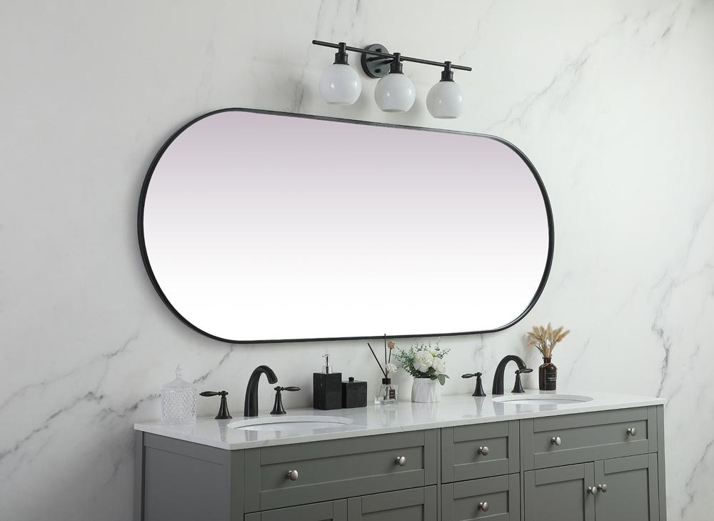 Elegant Furniture & Lighting - Asha Metal Frame Oval Mirror 30x72 Inch in Black - MR2A3072BLK veiw 5