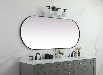 Elegant Furniture & Lighting - Asha Metal Frame Oval Mirror 30x72 Inch in Black - MR2A3072BLK veiw 5