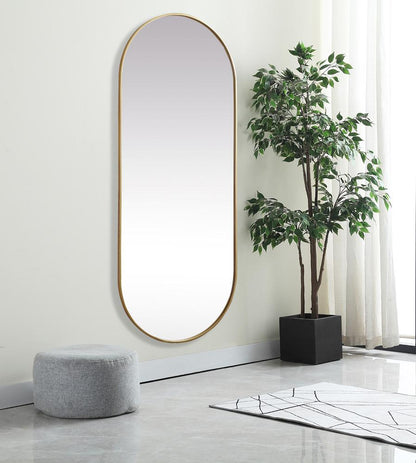 Elegant Furniture & Lighting - Asha Metal Frame Oval Mirror 30x72 Inch in Brass - MR2A3072BRS veiw 3