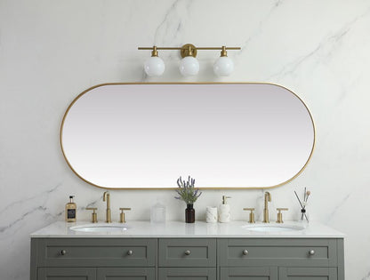 Elegant Furniture & Lighting - Asha Metal Frame Oval Mirror 30x72 Inch in Brass - MR2A3072BRS veiw 4