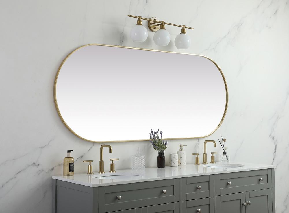 Elegant Furniture & Lighting - Asha Metal Frame Oval Mirror 30x72 Inch in Brass - MR2A3072BRS veiw 5