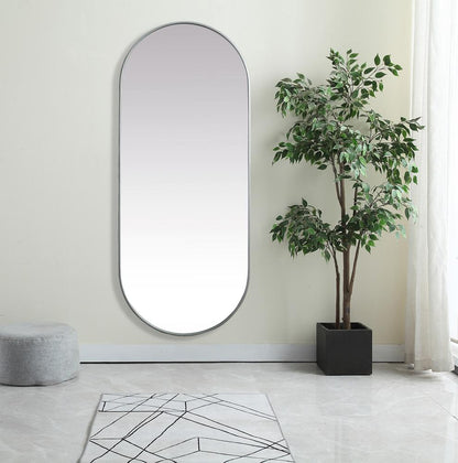 Elegant Furniture & Lighting - Asha Metal Frame Oval Mirror 30x72 Inch in Silver - MR2A3072SIL veiw 2