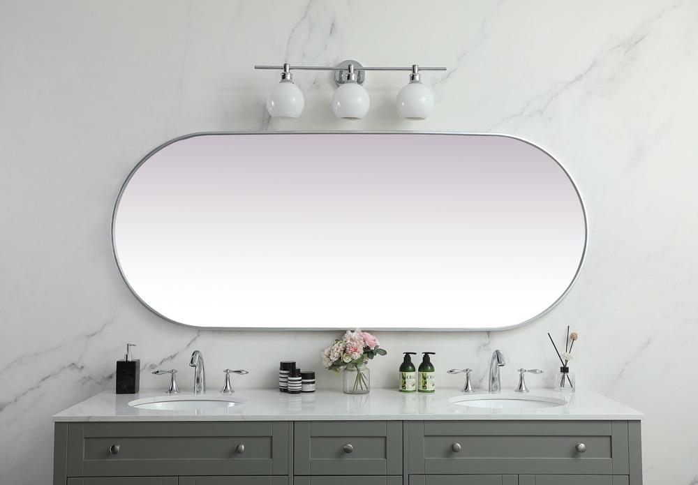 Elegant Furniture & Lighting - Asha Metal Frame Oval Mirror 30x72 Inch in Silver - MR2A3072SIL veiw 4
