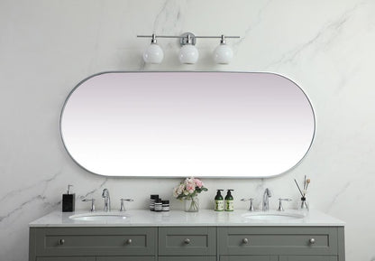 Elegant Furniture & Lighting - Asha Metal Frame Oval Mirror 30x72 Inch in Silver - MR2A3072SIL veiw 4