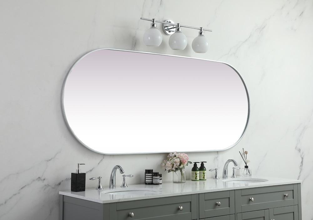 Elegant Furniture & Lighting - Asha Metal Frame Oval Mirror 30x72 Inch in Silver - MR2A3072SIL veiw 5