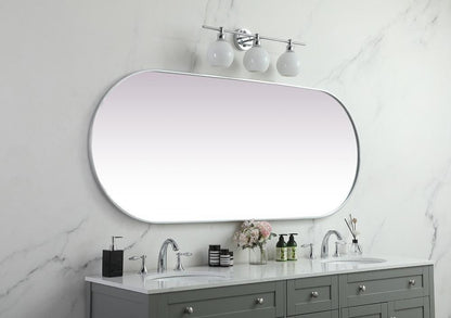 Elegant Furniture & Lighting - Asha Metal Frame Oval Mirror 30x72 Inch in Silver - MR2A3072SIL veiw 5
