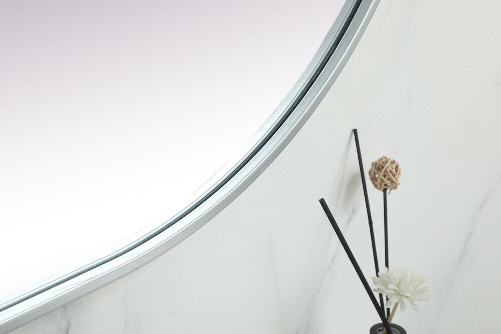 Elegant Furniture & Lighting - Asha Metal Frame Oval Mirror 30x72 Inch in Silver - MR2A3072SIL veiw 7