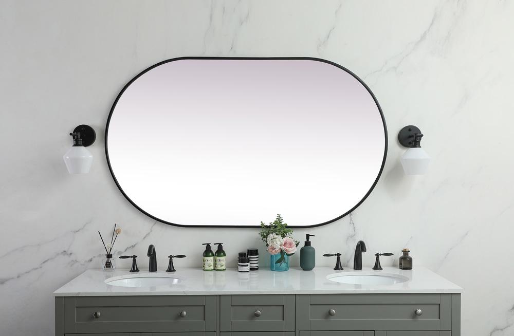 Elegant Furniture & Lighting - Asha Metal Frame Oval Mirror 36x60 Inch in Black - MR2A3660BLK veiw 2