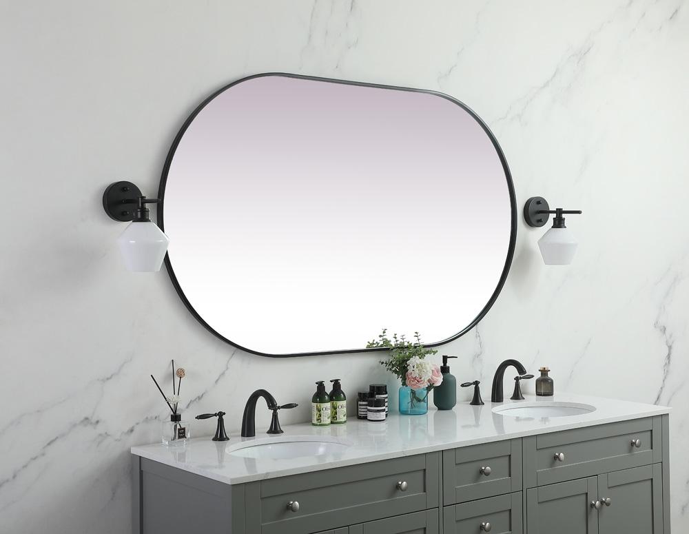 Elegant Furniture & Lighting - Asha Metal Frame Oval Mirror 36x60 Inch in Black - MR2A3660BLK veiw 3