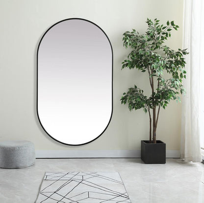 Elegant Furniture & Lighting - Asha Metal Frame Oval Mirror 36x60 Inch in Black - MR2A3660BLK veiw 4