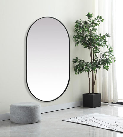 Elegant Furniture & Lighting - Asha Metal Frame Oval Mirror 36x60 Inch in Black - MR2A3660BLK veiw 5